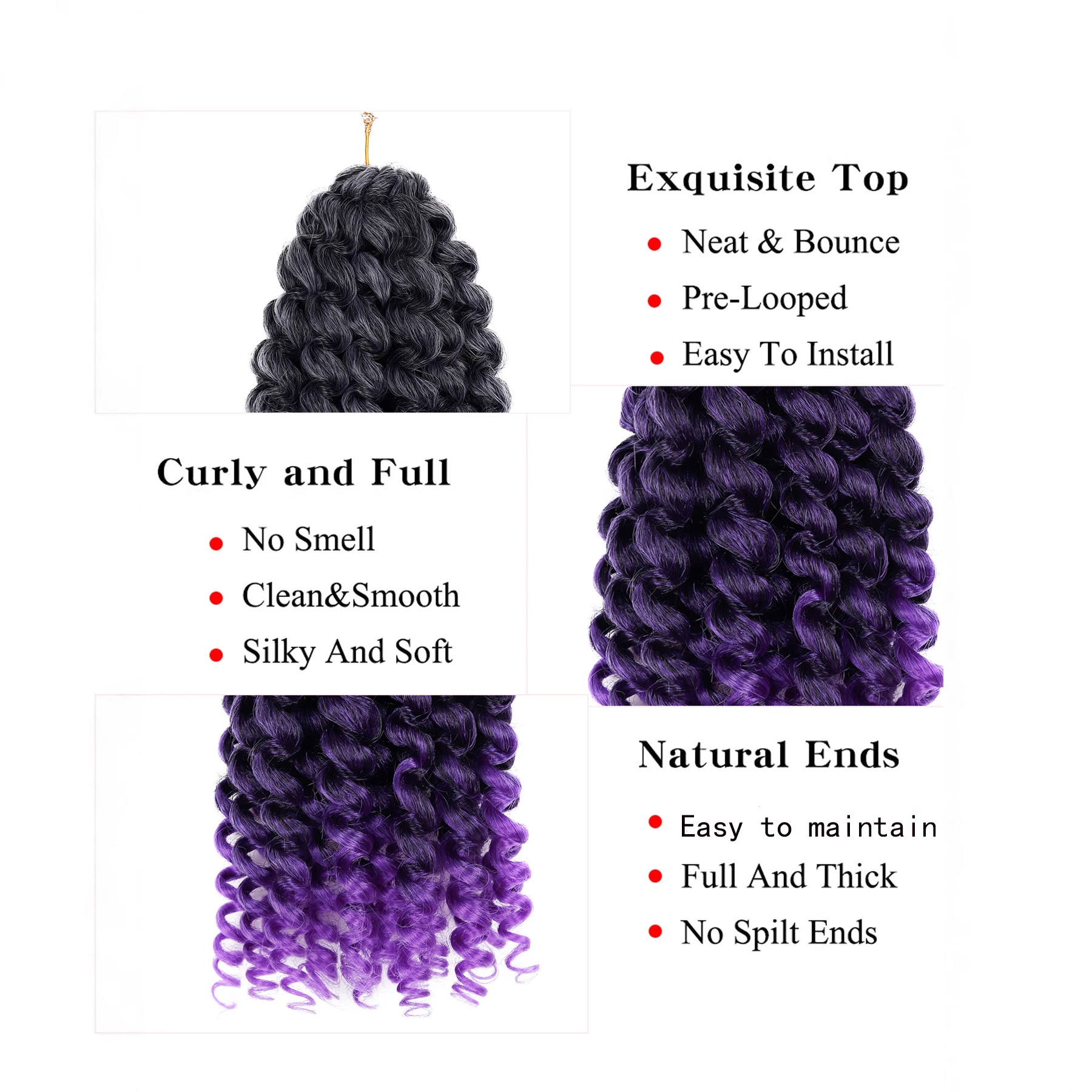 Extensiones de Cabello Crochet para Trenzas 20 Tiras de 8 Pulgadas Seda Sintética