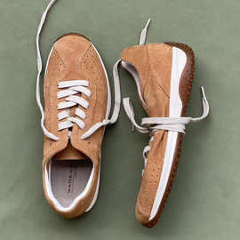 系带复古运动休闲单层皮老爹阿甘德训冲孔洞洞透气小香风真皮女鞋