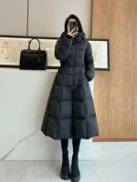 Hi High Edition M Mengjia Новый Fauco бежит принцесса длинная талия с капюшоном пуховое пальто для женщин GF