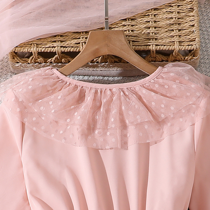 Robe fille à manches longues et dentelle pour la mi-saison_voghion.com