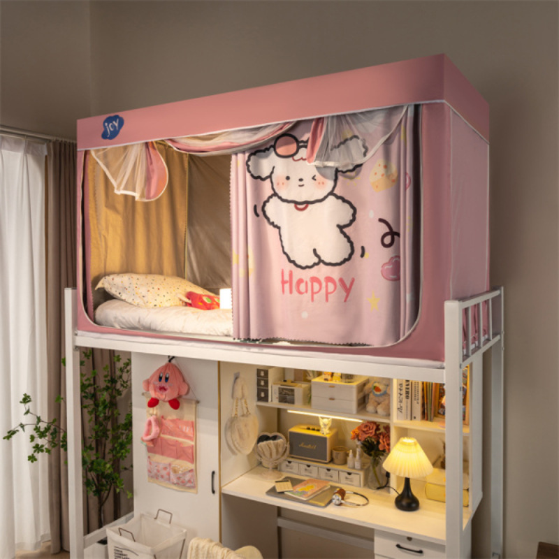 Nuevo tipo de instalación gratuita dormitorio de estudiantes cama individual mosquitera anti-mosquitos 2025 nueva cama superior e inferior dormitorio para bebés anti-caída