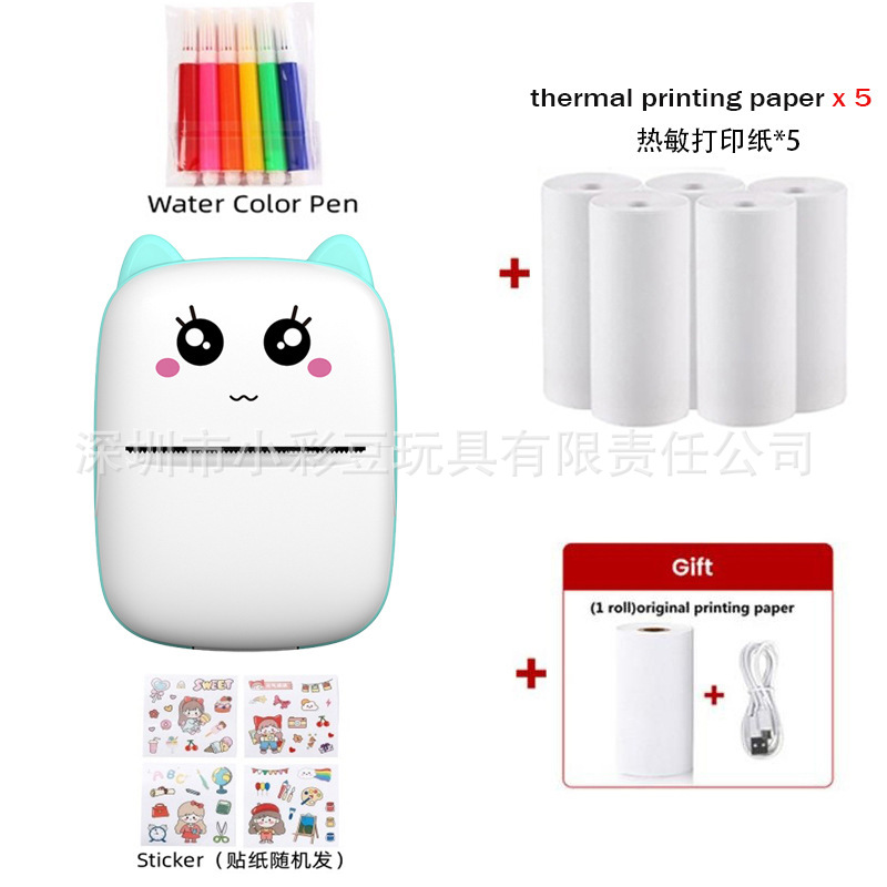 X1 파란색-영어 버전 [인쇄지 1롤 + 인쇄지 5롤 + 수채펜 6개 + 스티커 포함]