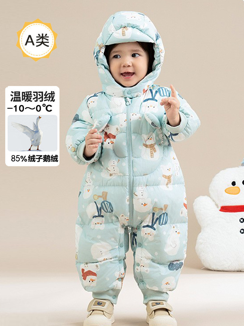 [goose down] baby down jacket jumpsuit 2024 winter new men and women baby outer wear thick romper
