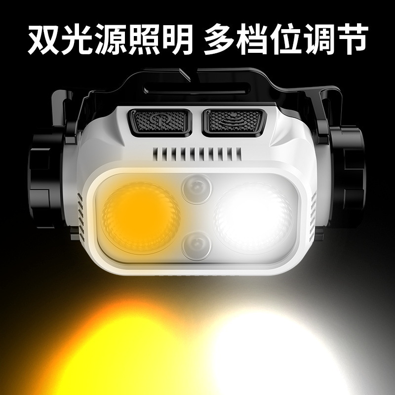 Nuevo faro multifuncional transfronterizo, luz de pesca nocturna de inducción de agitación, luz de emergencia a prueba de agua de larga duración, luz de carrera nocturna