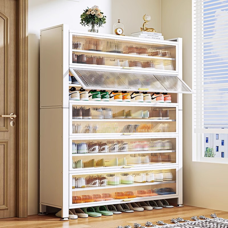 Thickened Thickened Steel Shoe Cabinet Household Entrance Door Removable Shoe Rack Mildew-proof Moisture-proof Carbon Steel Can Add Hole Board