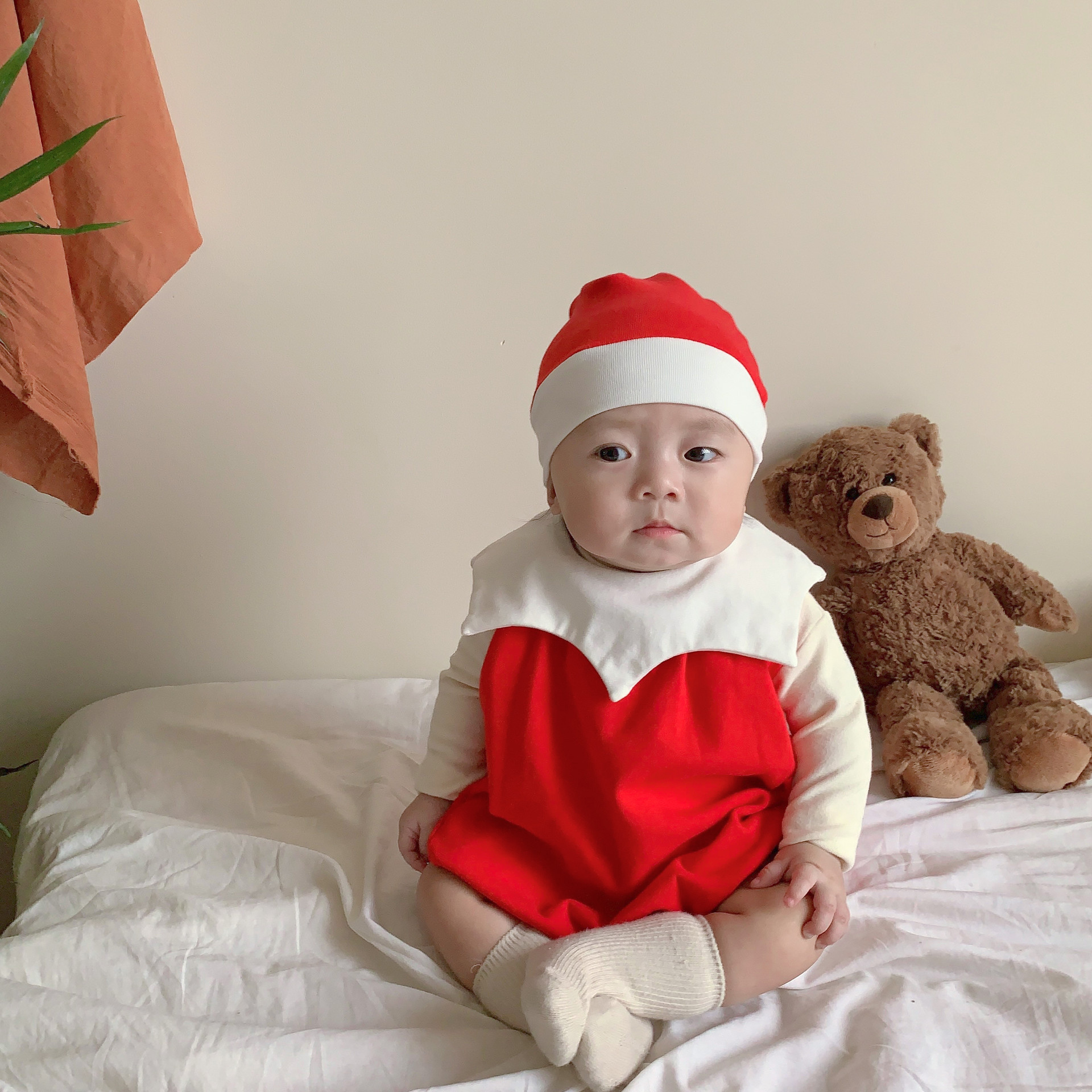 24 primavera nuevo bebé mono ins estilo coreano mameluco Navidad ropa bebé vacaciones vestido traje vaina