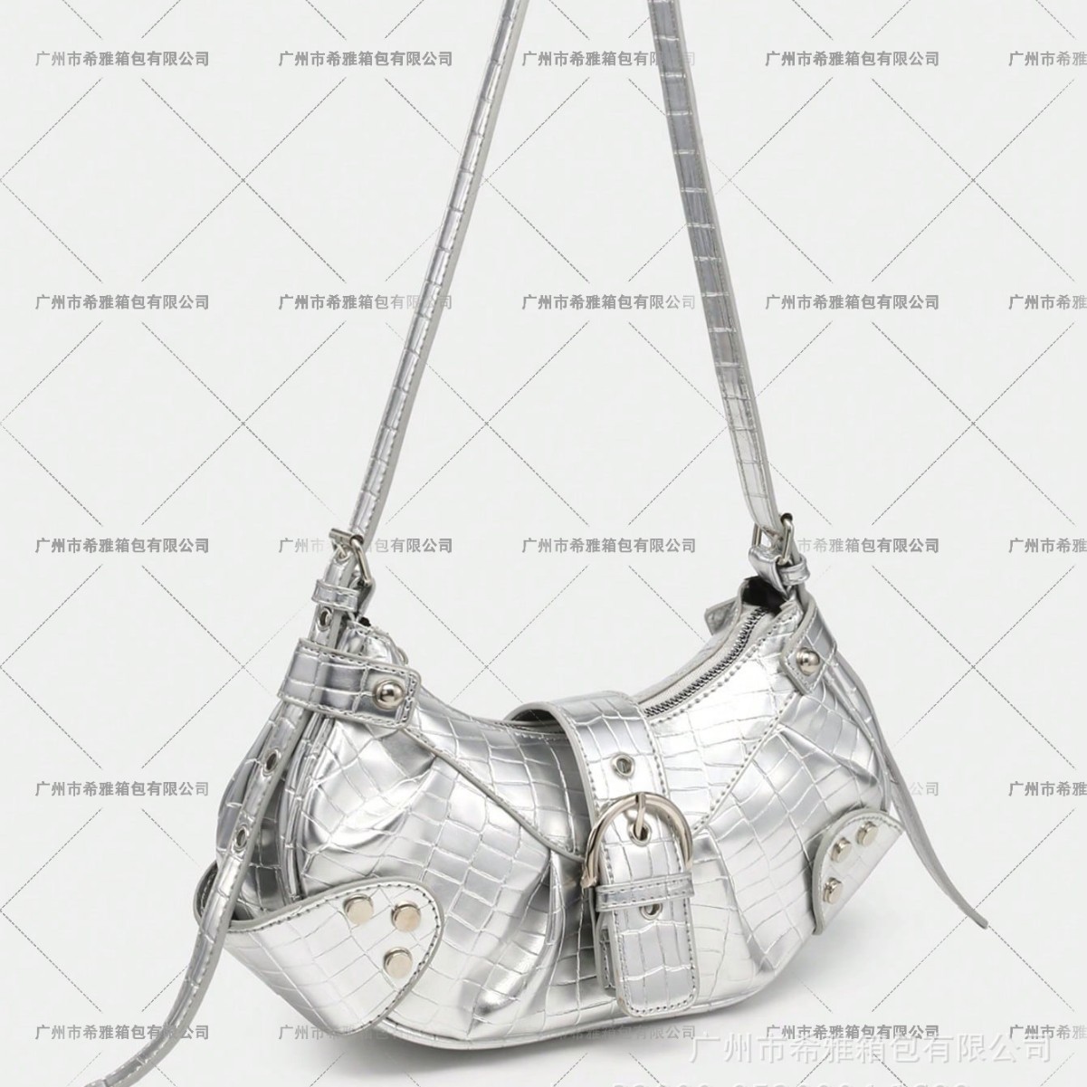 Venta caliente transfronteriza y2g retro caliente chica motocicleta bolsa de cocodrilo patrón Maillard marrón correa de hombro ajustable