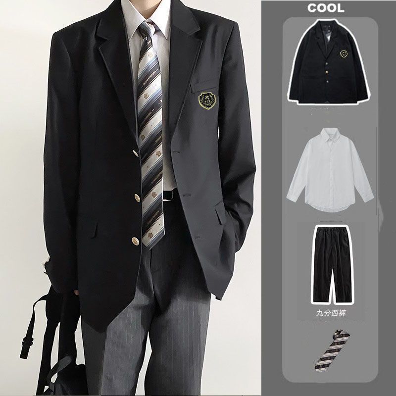Dk Boys Uniform Japanese Jacket Suit Black Cyan Suit New Top Campus College Style Suit Class Clothes