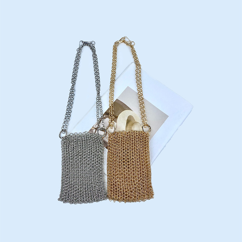 Small shiny woven shoulder bag