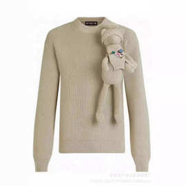 25年秋冬季新款纯色卡通泰迪熊立体挂件装饰针织毛衫现货批发