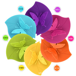 in stock and fast delivery butterfly silicone cup lid glass ceramic cup lid solid color diamond dustproof and leak-proof silicone