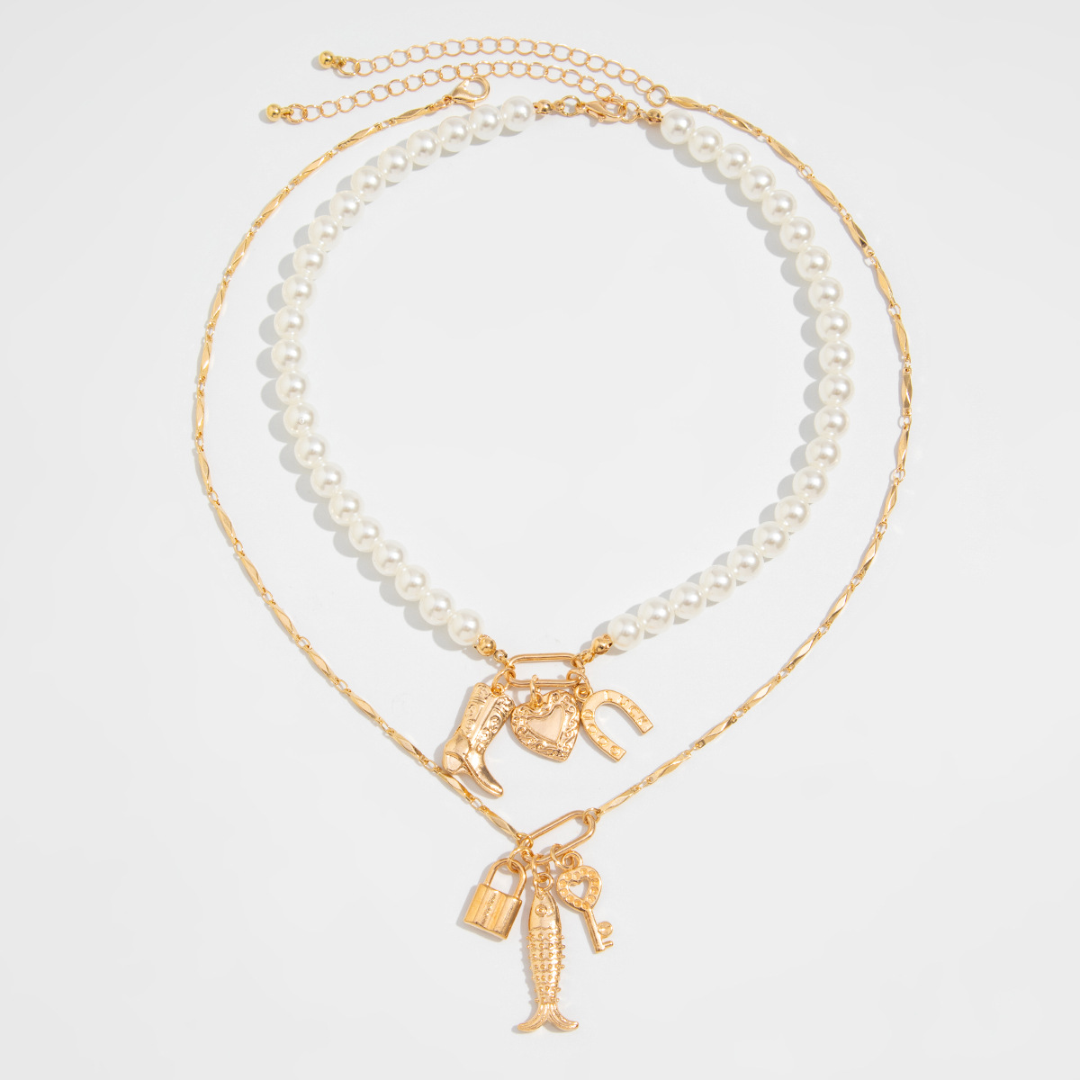 Heart Shape Shell Lock Retro Classic Style Alloy Pendant Necklace Wholesale display picture 5