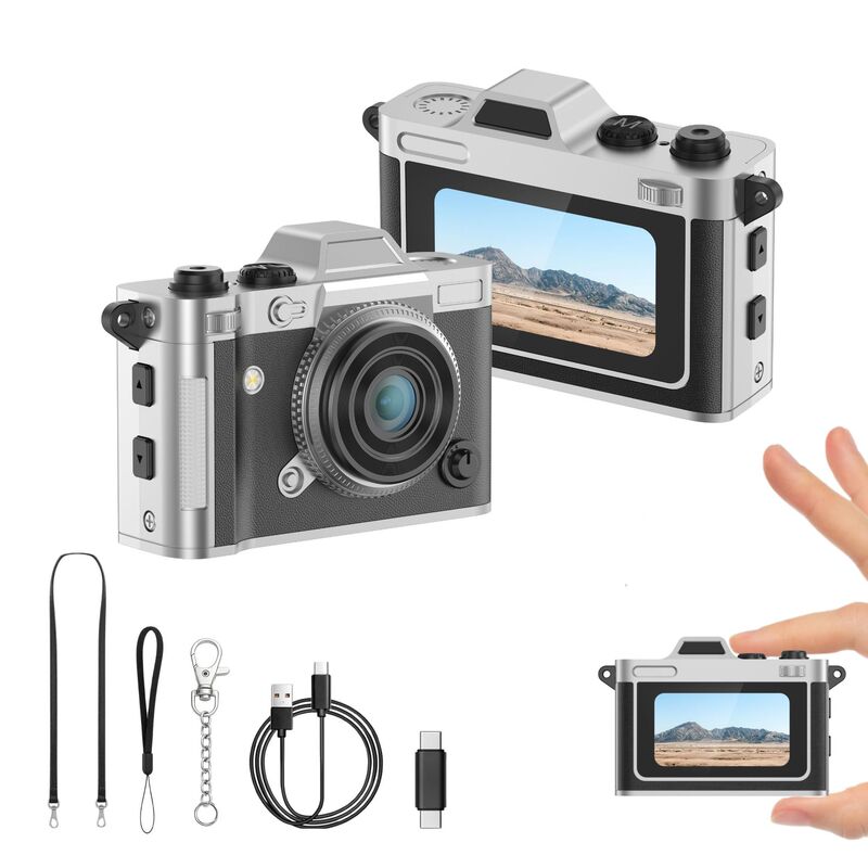 Cross-Border 2K High-Definition Zinc Alloy Children's Camera with Screen, Pocket Photo and Video Recording, Genuine Leather Retro Mini Camera Cross-Border 2K High-Definition Zinc Alloy Children's Camera with Screen, Pocket Photo and Video Recording, Genuine Leather Retro Mini Camera