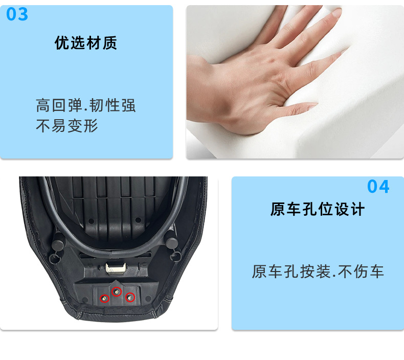 Suitable for 25 Models of Yamaha Nmax155 Modified Seat Cushions, Waterproof Shock Absorption, Reducing Seat Height and Increasing Lumbar Support Cushions