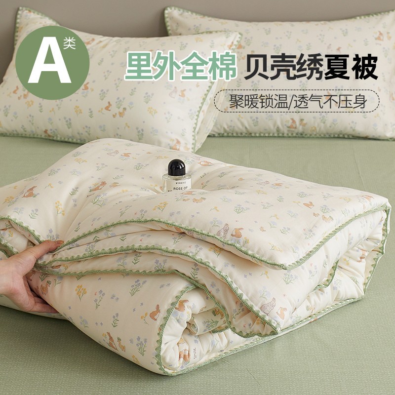 Pure Cotton Summer Quilt, Summer Cooling Quilt, Pure Cotton Summer Thin Quilt for Single Students, Machine Washable and Cool for Children in Summer