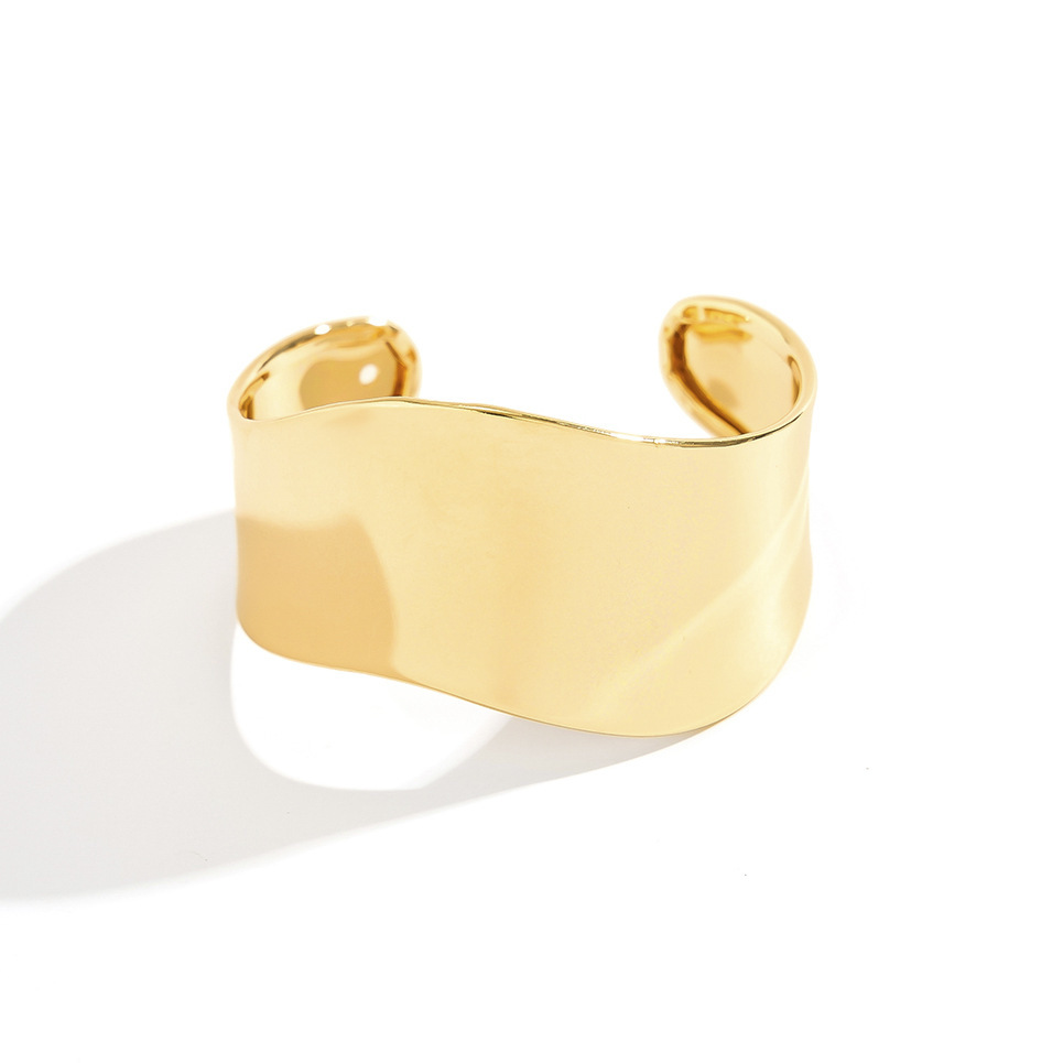 Pulsera ancha de metal brillante irregular de personalidad transfronteriza europea y americana