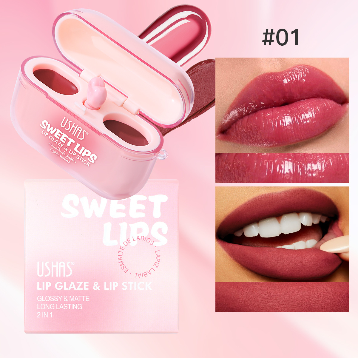 Rubor USHAS, éxito de ventas en Amazon, resistente al agua y de larga duración, UC104, rubor para auriculares con embalaje