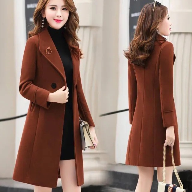 Woolen Coat Women's 2023 Mid-length Autumn and Winter Korean Style Fashionable Age-reducing Slim-fit Slimming Woolen Coat Women