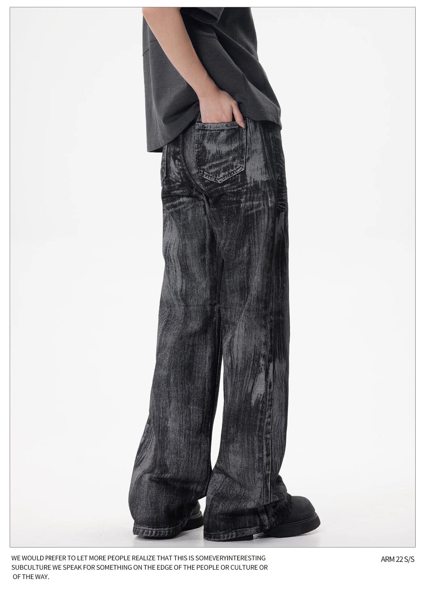 Pantalones vaqueros encerados vintage para hombre, corte recto relajado, estética limpia, lavado desgastado, ropa informal de calle_voghion.com