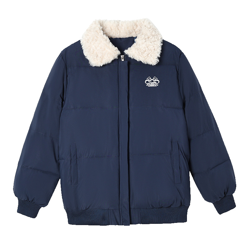 American retro corto abrigo de algodón de invierno mujer nuevo estilo universal solapa gruesa calentamiento cuello de pan abrigo de algodón