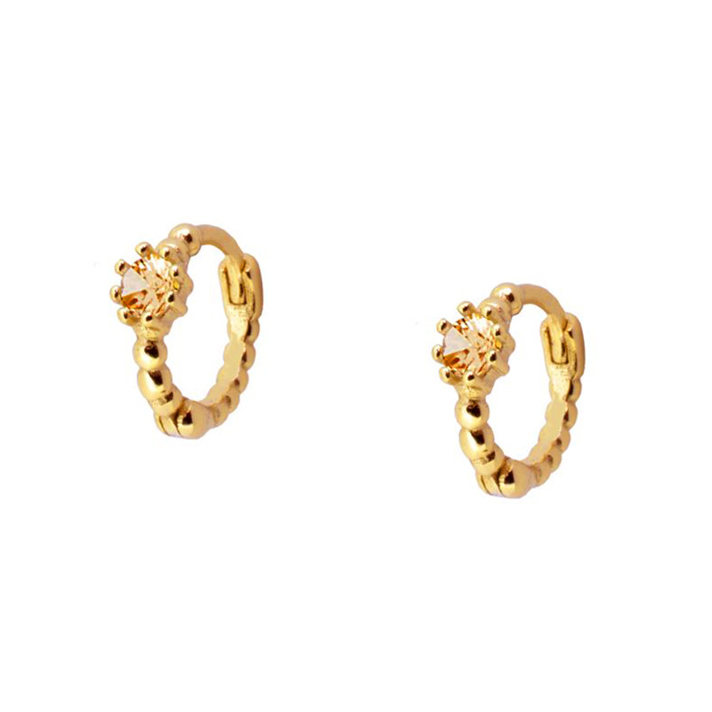 Boucles D&#39;oreilles Rondes Européennes Et Américaines Simples En Cuivre Zircon Boucle D&#39;oreille Boucle D&#39;oreille Clous D&#39;oreille Femmes display picture 11