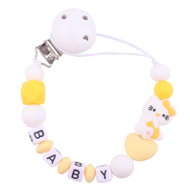 Bebé blanco tetina clips juguetes KT gatos silicona tetina cadena cadena de cadena Aliexpress Amazon explosión