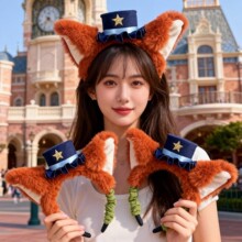 疯狂动物城可爱兔子警官头饰兔耳朵发箍朱迪头箍卡通发卡甜美发饰