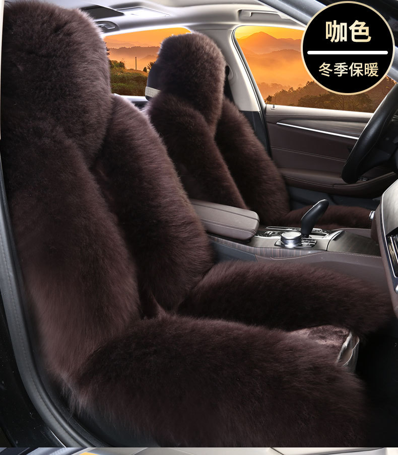 Winter wool car seat cushion plush seat cover pure wool long hair winter wool pad warm thickened car mat popular online