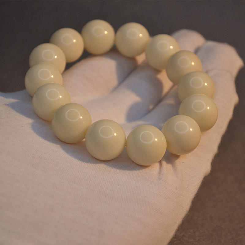 16mm round beads White Bodhi Root single ring bracelet men's white jade Bodhi plain beads Wenwan bracelet 16mm round beads White Bodhi Root single ring bracelet men's white jade Bodhi plain beads Wenwan bracelet