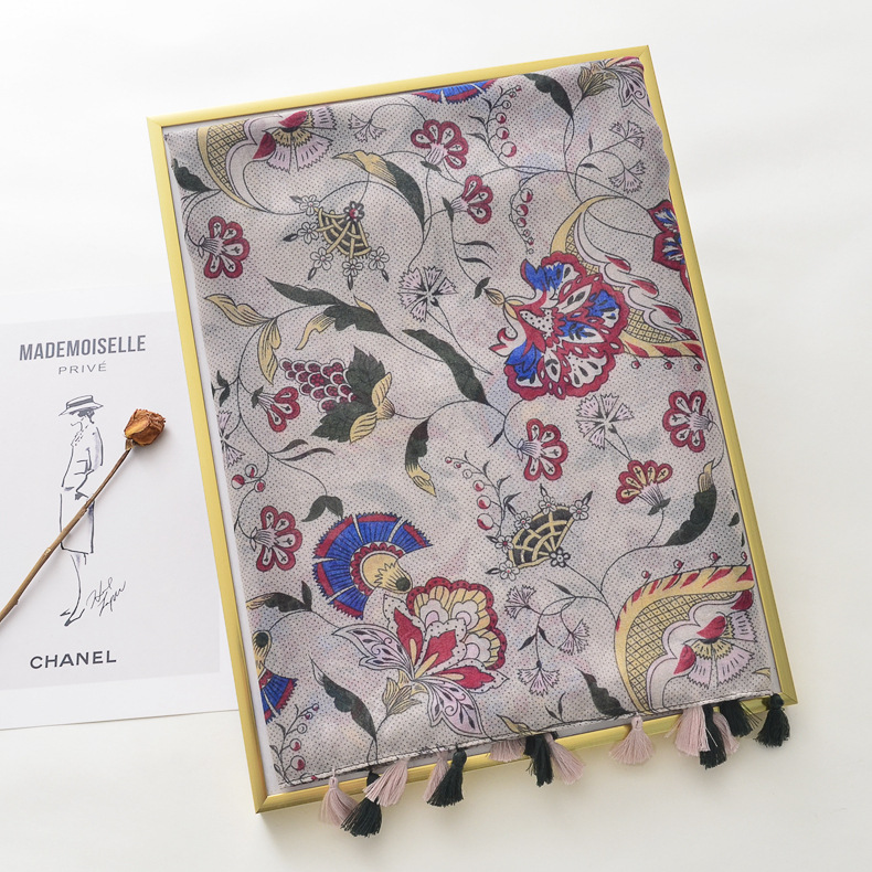 Exportación de comercio exterior nueva bufanda de algodón larga impresa de las mujeres delgada estilo retro occidental ejército verde playa toalla bufanda