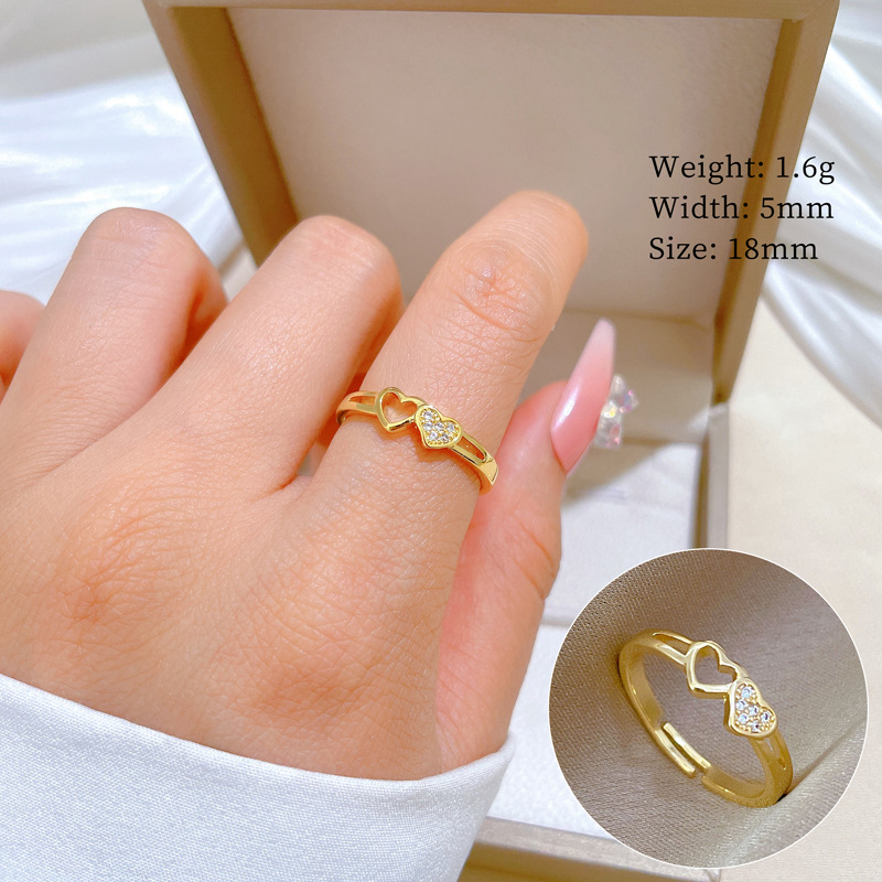 Anello piccolo vuoto d'amore, regolabile, gioiello semplice, anello giapponese, anello di coppia_voghion.com