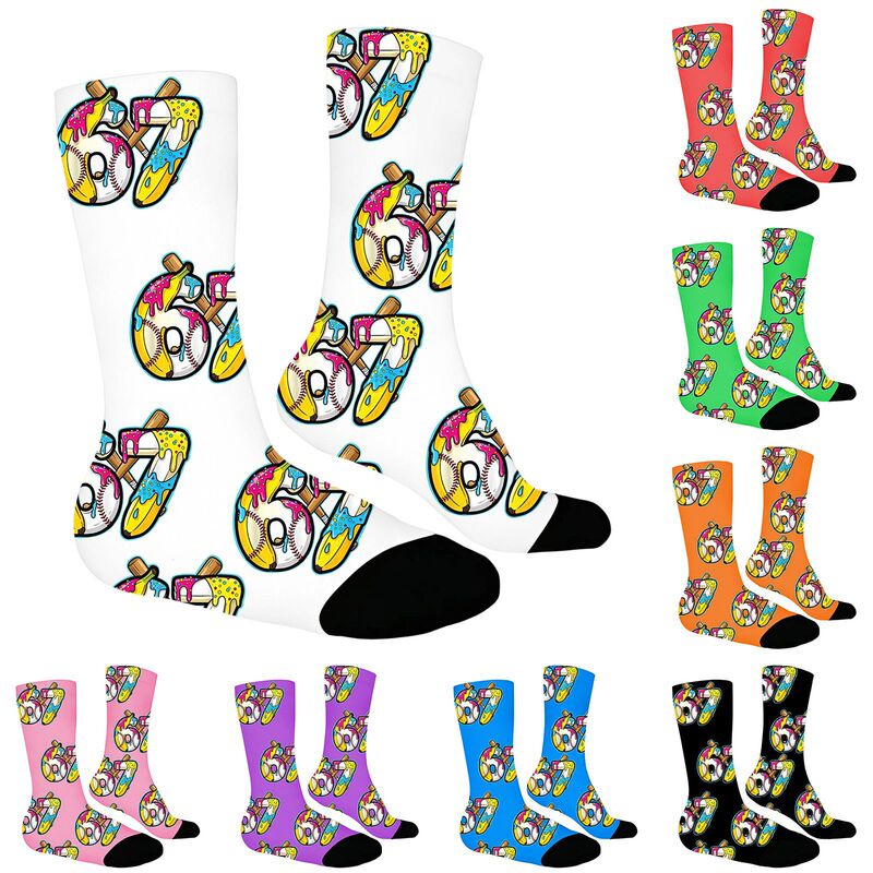 Cross-Border Amazon Socks 3D Digital Printed Socks 360-Degree Seamless Fun Mid-Tube Trendy Socks Ins Autumn and Winter for Men and Women