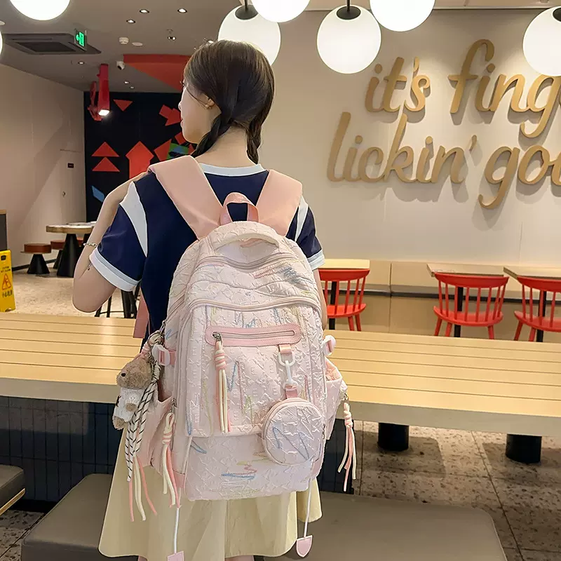 ins包女百搭旅行背包时尚中大学生高颜值书包可爱软妹少女双肩包