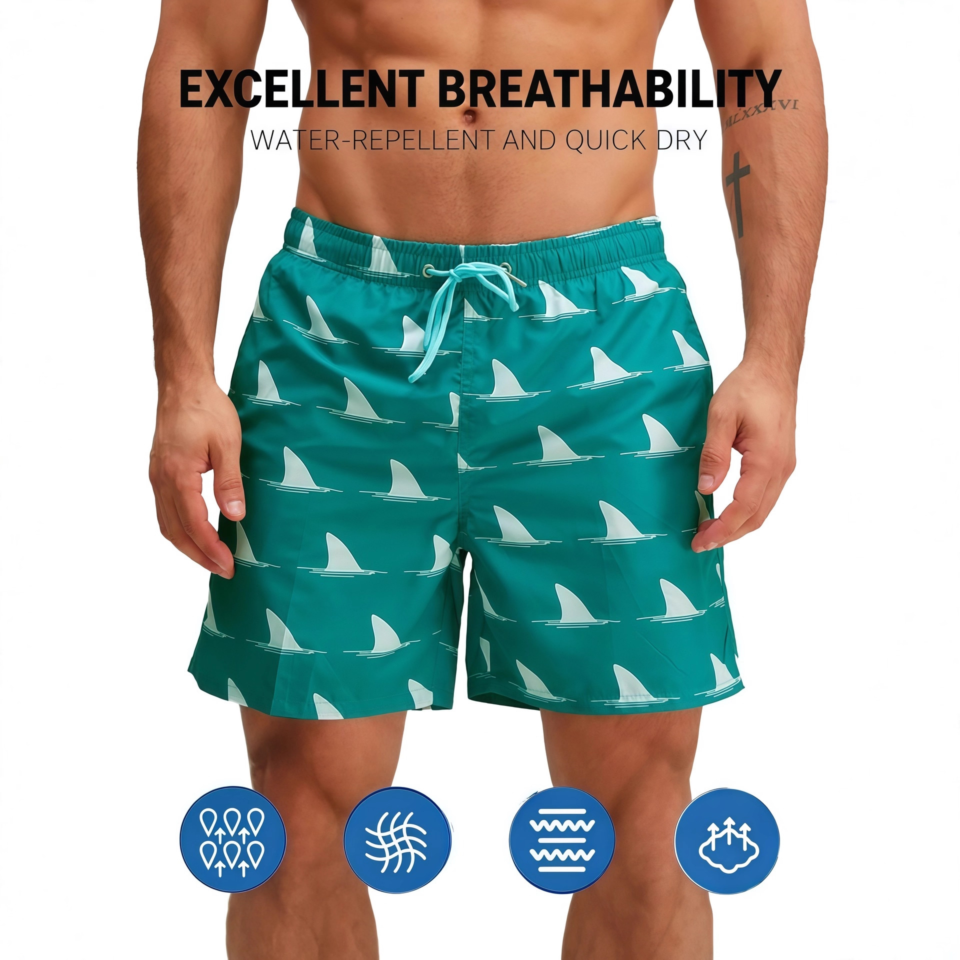 Cross-Border Men's Beach Shorts, Beach Shorts for Outdoor Wear, Men's Swim Trunks, Printed Beach Shorts, Quick-Dry Beach Shorts, Surf Shorts