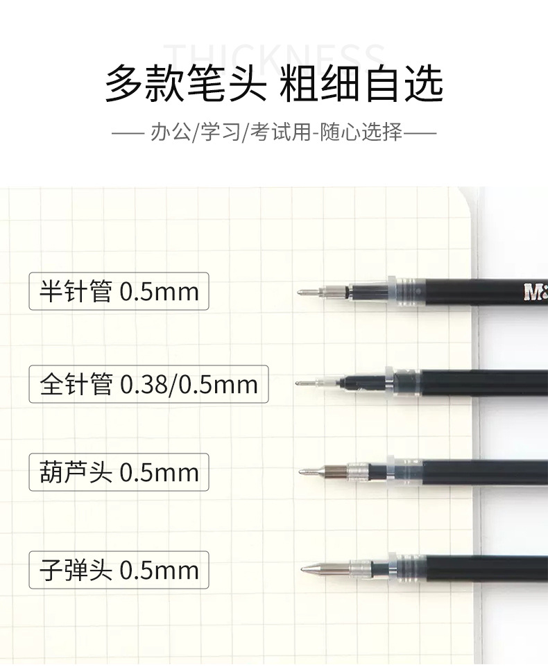 现货0.5mm全针管笔芯批发黑色按动式替换芯中性笔签字笔芯详情5