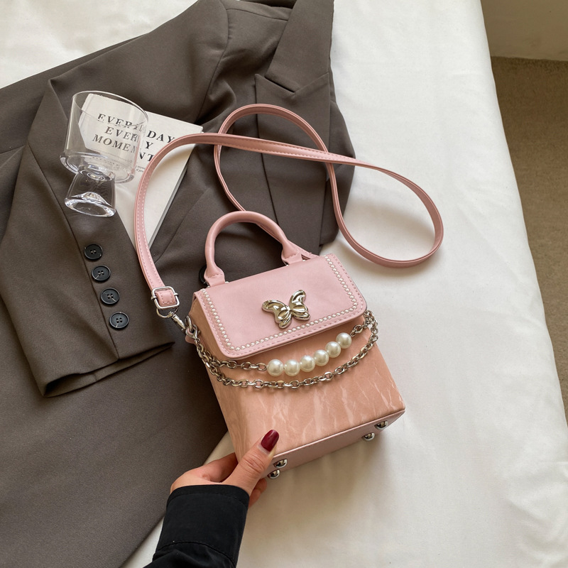 Niche Handheld Box 2024 New Color Contrasting Crossbody Fashion Butterfly Commuter Phone Shoulder Bag_voghion.com