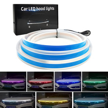 跨境 汽车机头贯穿灯PVC蓝胶动态扫描模式机头盖灯日间行车灯