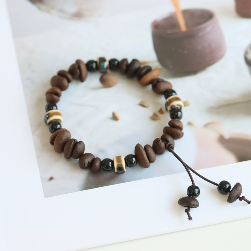 Нишевый браслет из настоящих кофейных зерен ручной работы, очень освежающий кофейный вкус, фарфоровый браслет из бисера Цзиндэчжэнь, универсальный для мужчин и женщин 515