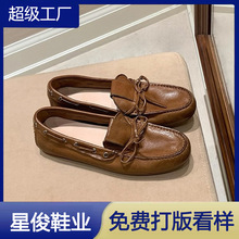 25年秋季新款复古英伦风蝴蝶结乐福鞋女气质百搭舒适平底豆豆鞋