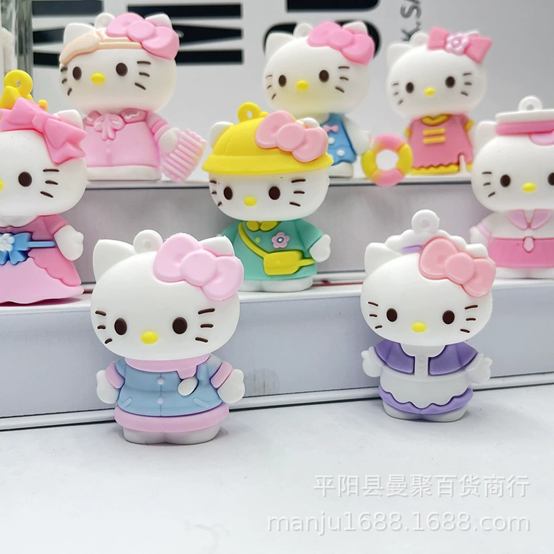 Cartoon keychain for dressing up, swimming ring, doll from soft rubber