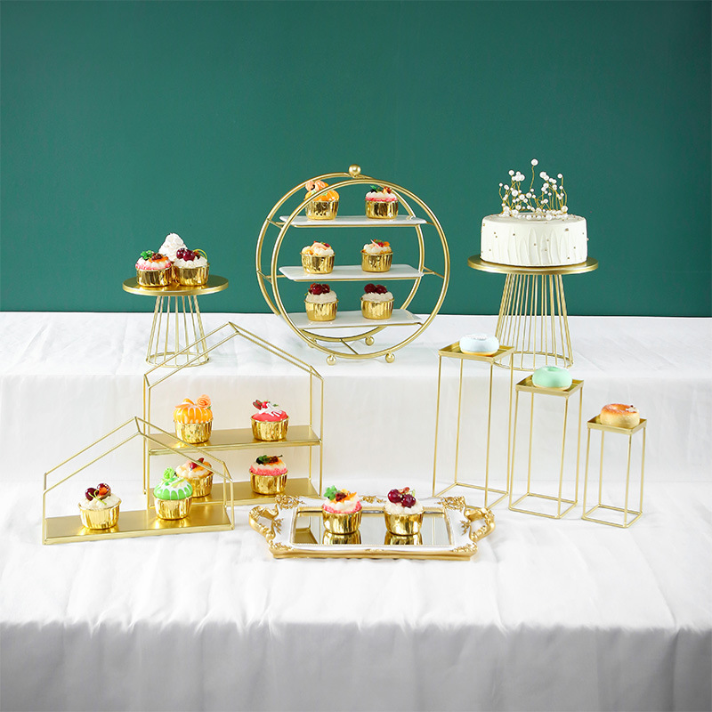Decoración de postre europea estante de exhibición de decoración de boda bandeja de pastel de la tarde estante de refresco de té de comida fría mesa de descanso de té