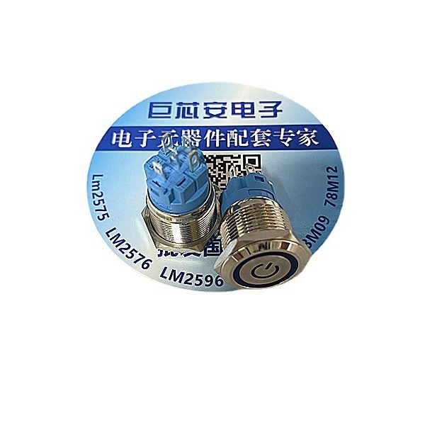 19MM金属按钮开关带电源符号 12V-24V带灯自锁/复位 汽车改装开关