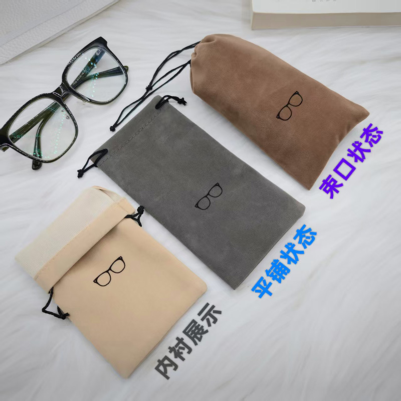 Estuche para gafas, funda para gafas al por mayor, gafas de sol de tela de terciopelo coloridas, gafas para miopía, bolsa con cordón para mujer, bolsa de tela para gafas, bolsa de almacenamiento