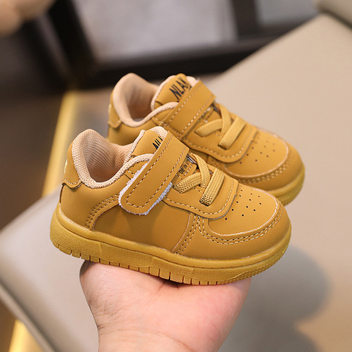 Children's Baby Board Shoes Spring and Autumn Boys' Shoes Learning to Walk Shoes Soft Sole Non-slip Girls' Shoes Breathable Sports White Shoes 1-6 Years Old