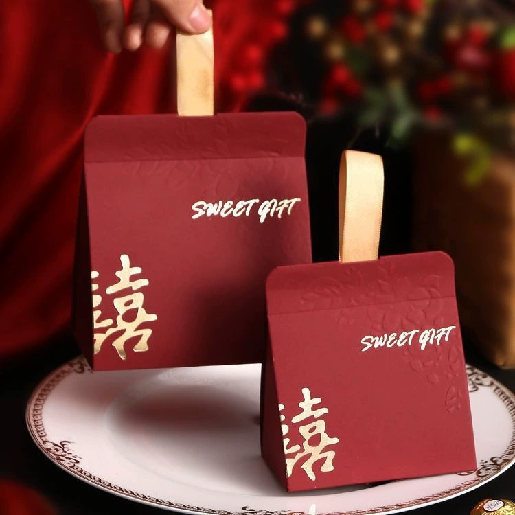 Wedding hand-held foldable wedding candy box Chinese style wedding engagement candy box gift box empty box