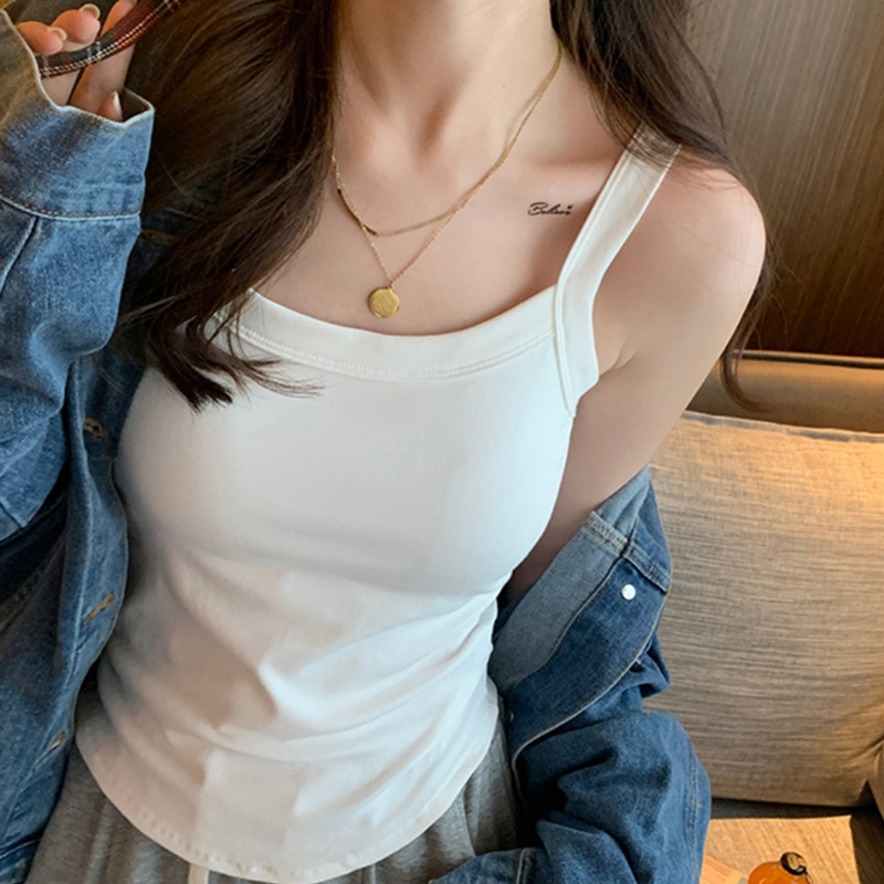 純欲ギャル純綿ストラップ美背ベスト一体式胸パッド付き|undefined