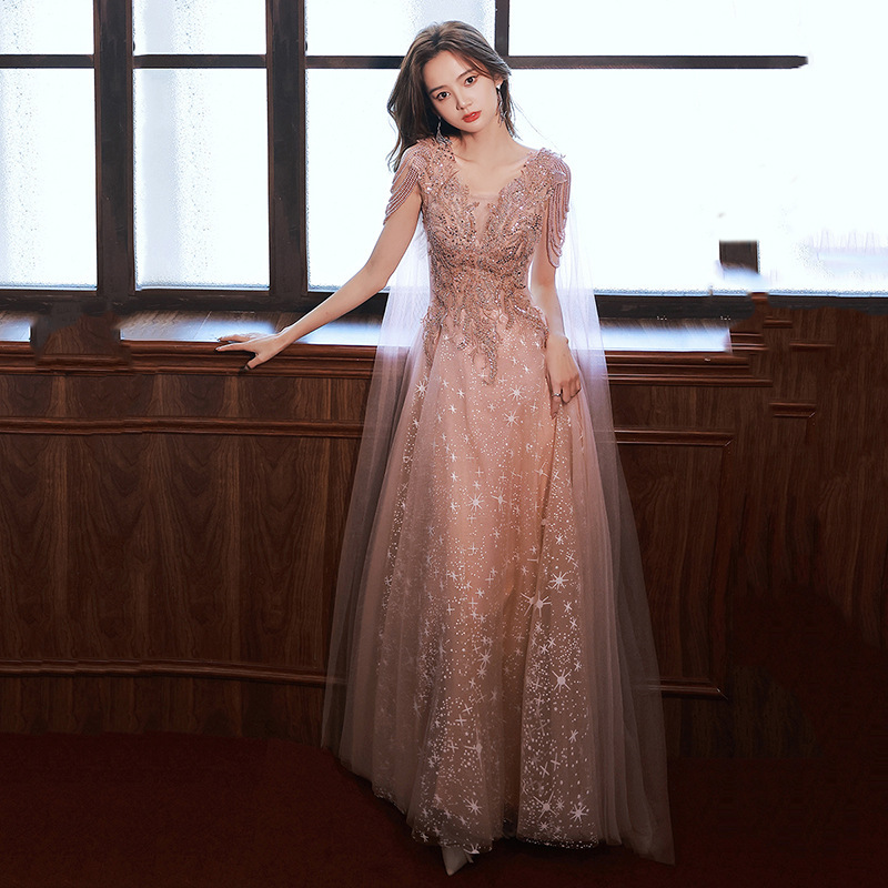 Banquet Evening Dress 2026 Spring New Style Elegant Socialite Long Dress High-End Host Gown for Art Exams Banquet Evening Dress 2026 Spring New Style Elegant Socialite Long Dress High-End Host Gown for Art Exams