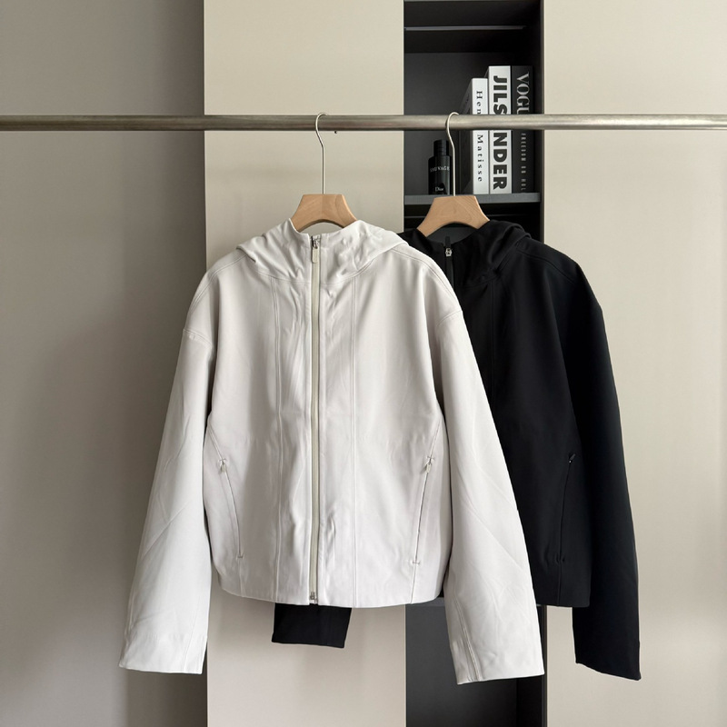 Fleece-lined waist drawstring ~ Autumn new women's hooded loose short windbreaker jacket Fleece-lined waist drawstring ~ Autumn new women's hooded loose short windbreaker jacket