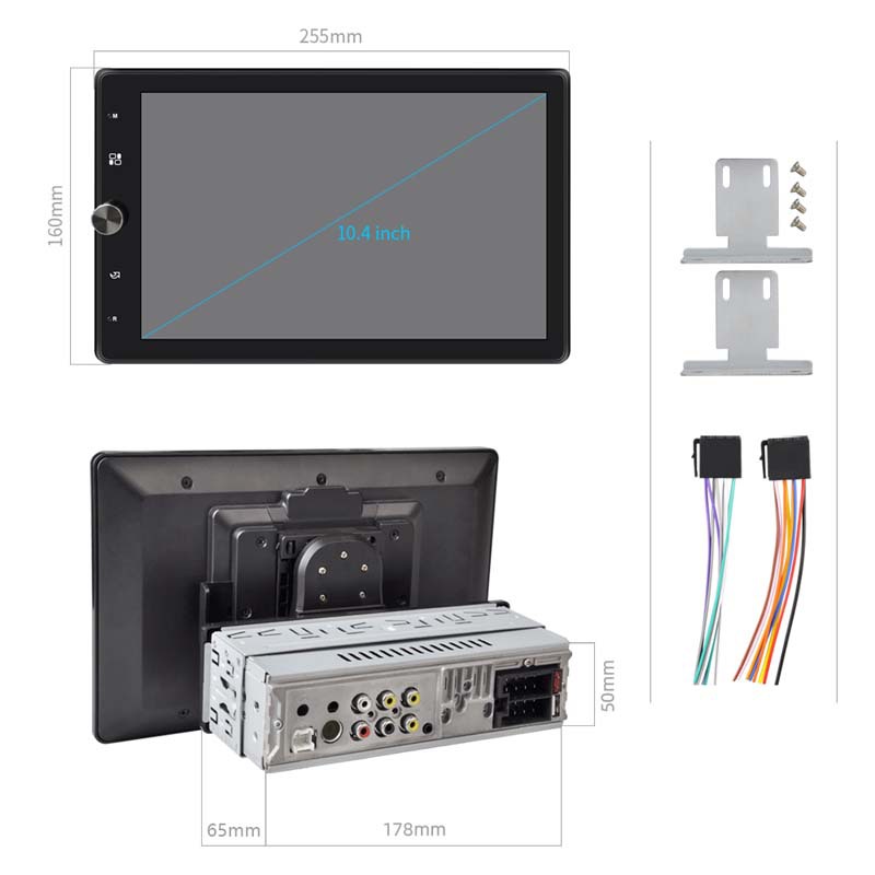 10.4 inch Carplay single ingot MP5 player 360 Rotating capacitive touch screen car Bluetooth radio