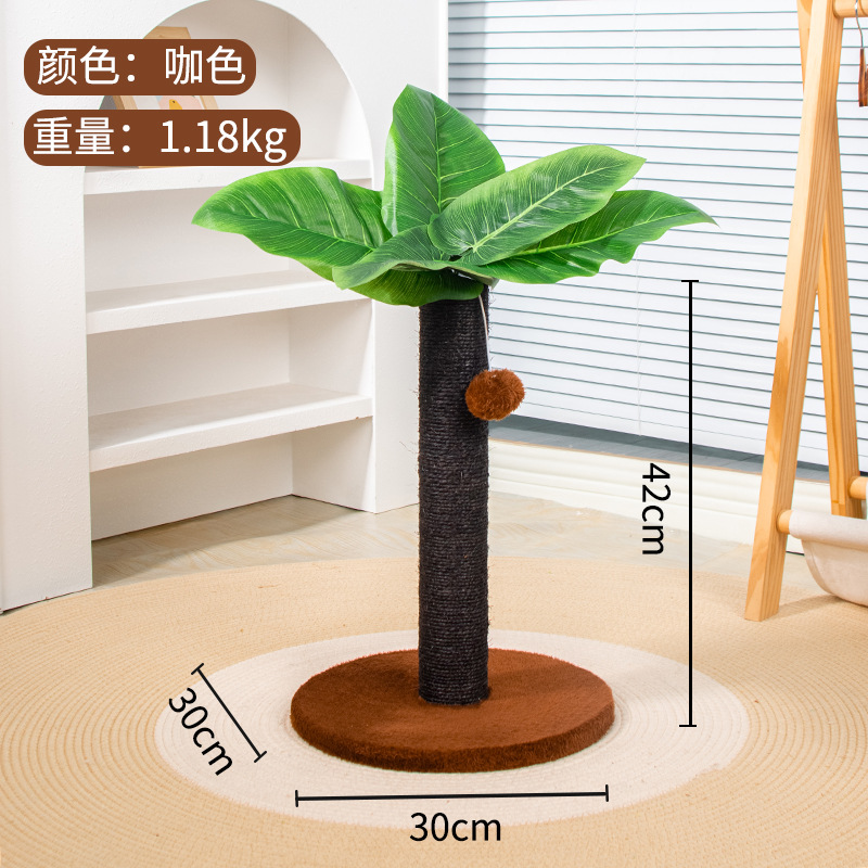 검은 코코넛 나무 긁는 기둥 갈색 배경